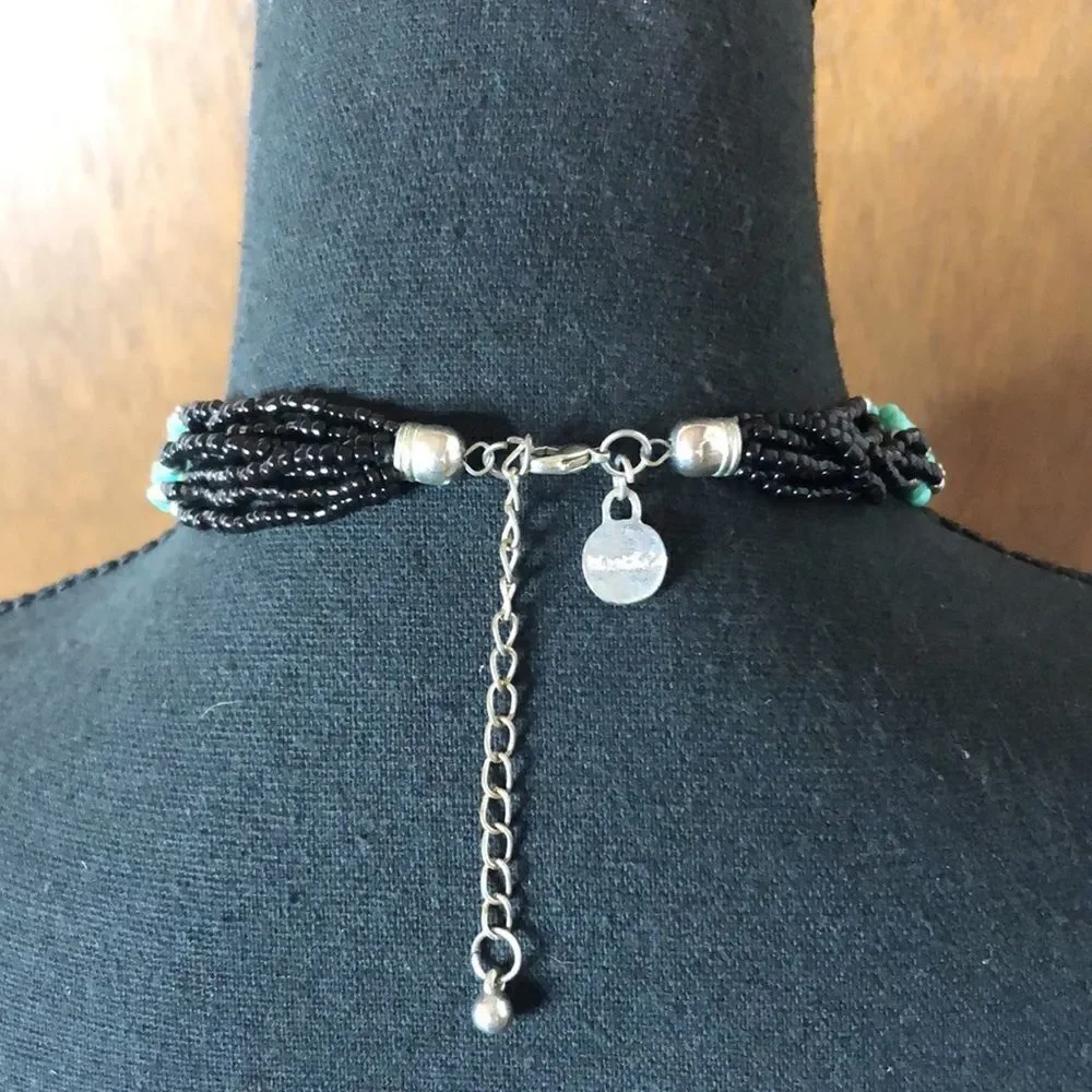 WEST & CO Cross Beaded Faux Turquoise Necklace